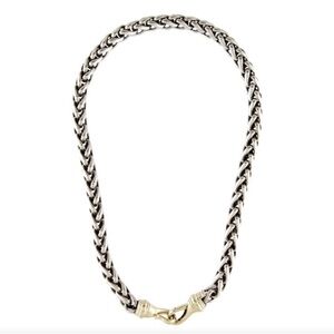 David Yurman large wheat chain silver with gold clasp necklace.